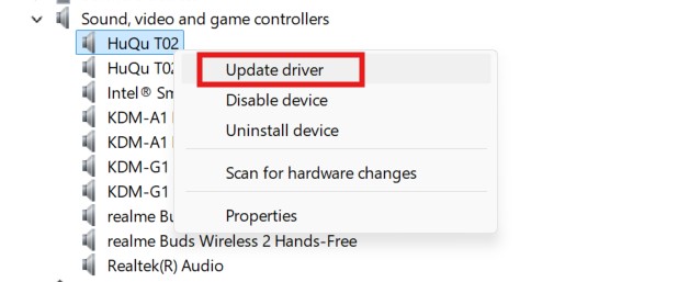 update driver for audio