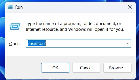 msinfo32 in run tab